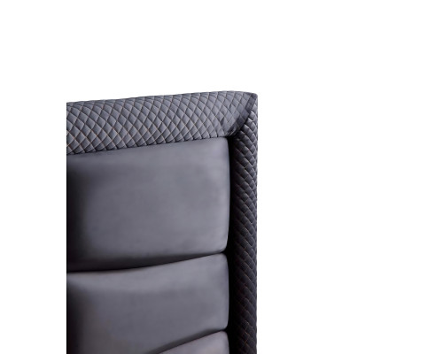 Cama moderna gris con colchón de textil y madera