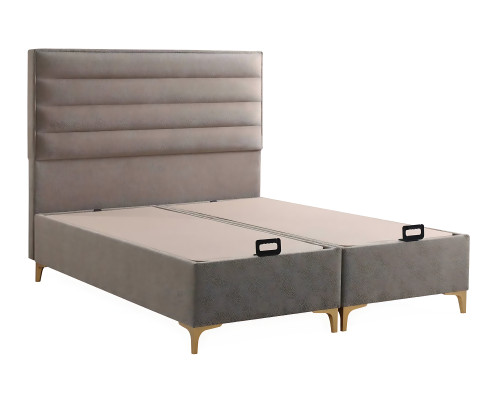 Cama de madera beige con colchón – Mueble elegante para dormitorio