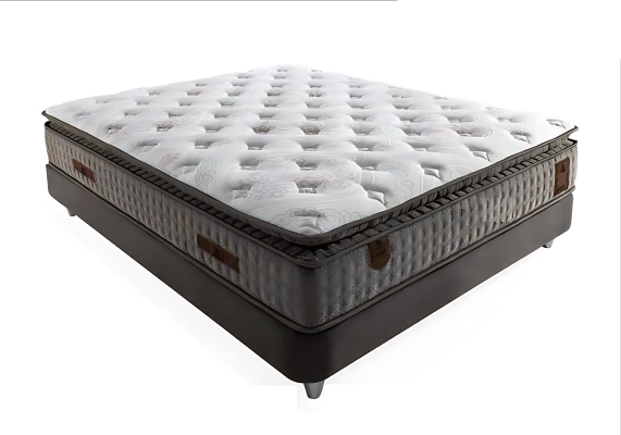 Cama de madera beige con colchón – Mueble elegante para dormitorio