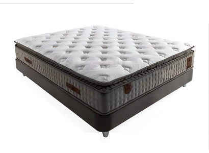 Cama de madera beige con colchón – Mueble elegante para dormitorio