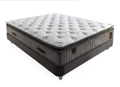 Cama de madera beige con colchón – Mueble elegante para dormitorio