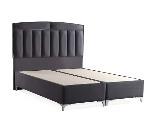 Cama gris moderna con colchón de textil y madera