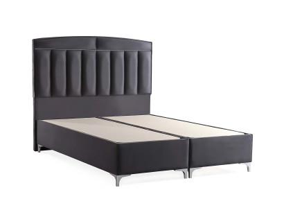 Cama gris moderna con colchón de textil y madera