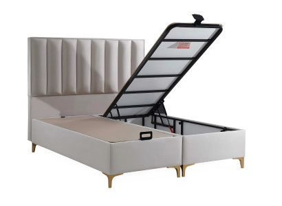 Cama elegante con colchón de textil en beige