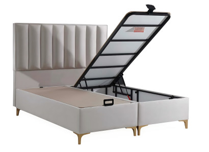 Cama elegante con colchón de textil en beige