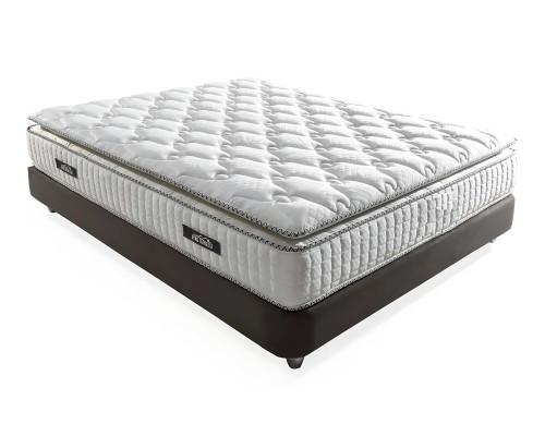 Cama elegante con colchón de textil en beige para moderno