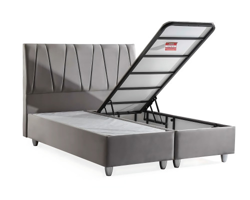 Cama gris elegante con colchón en estilo moderno