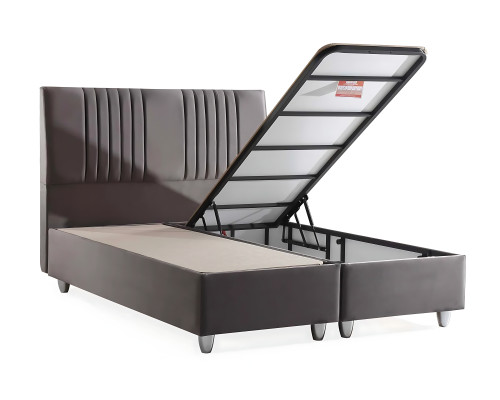 Cama textil gris con colchón diseño moderno