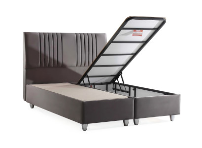 Cama textil gris con colchón diseño moderno
