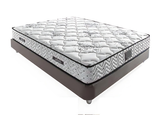 Cama textil gris con colchón diseño moderno