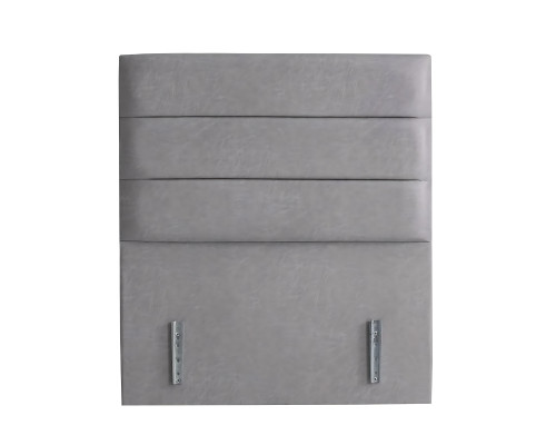Elegante cama gris con colchón de textil y madera
