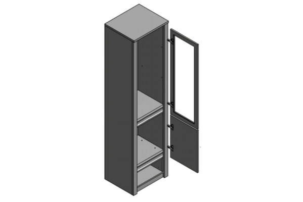 Vitrina de vidrio con buffet de cocina, estantes de vidrio y cajón