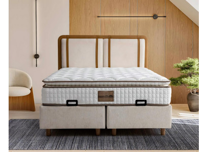 Colores claros y neutros hacen que la cama con colchón sea versátil.