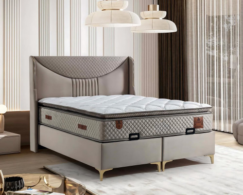 La cama con colchón de estilo moderno embellecerá cualquier dormitorio.