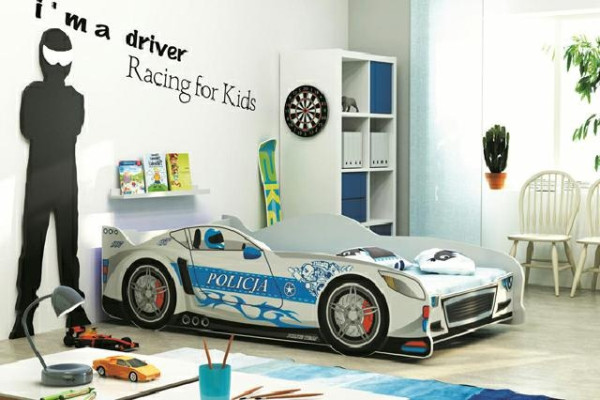 Cama infantil coche de policía cama para niños cama juvenil sueño