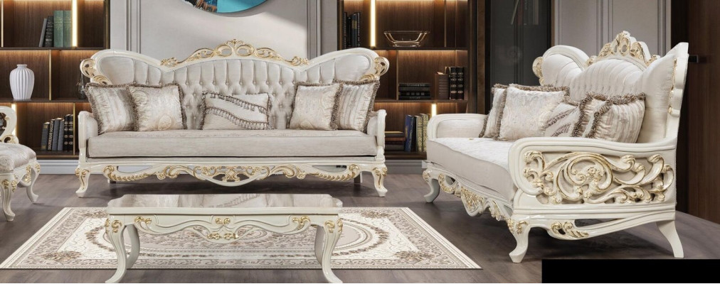 Conjunto de sofás de 3+3 plazas, estilo barroco, conjunto de lujo para sala de estar, muebles rococó.