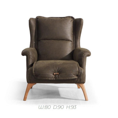 Sillón de orejas suave sofá butaca de una plaza mueble sofá imitación cuero negro