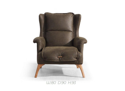 Sillón de orejas suave sofá butaca de una plaza mueble sofá imitación cuero negro