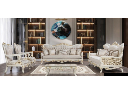 Sofá 3+3+1+1 Conjunto de mesa de café Asiento 5 piezas Clásico Sofás Sillones Lujo Nuevo