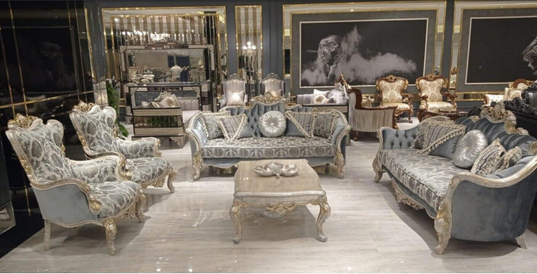 Sofá conjunto 3+3+1+1 Mesa de centro Sofá de lujo Sillón Sofás Juego de tela de 5 piezas