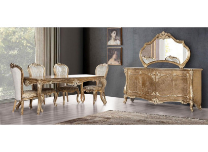 Comedor mesa silla grupo de salón set de madera mesa cajonera espejo set de 7 piezas