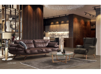 Sofá de diseño con cojines nuevo, juego de 2 piezas. Nuevo juego de sofá tapizado de 3+1 plazas.