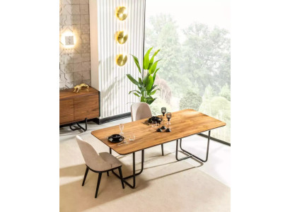 Mesa de comedor de diseño con 4 sillas, juego de comedor, conjunto de 5 piezas de madera.
