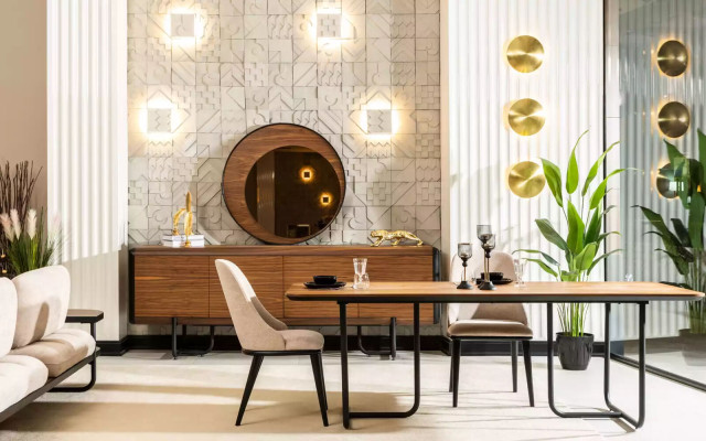 Mesa de comedor de diseño con 4 sillas, juego de comedor, conjunto de 5 piezas de madera.