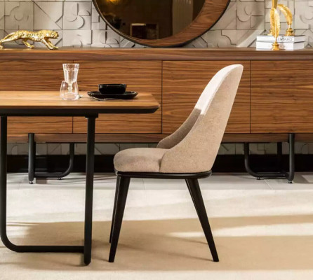 Mesa de comedor de diseño con 4 sillas, juego de comedor, conjunto de 5 piezas de madera.