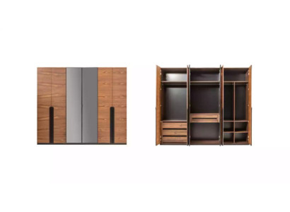 Armario de madera marrón, diseño de muebles de dormitorio de lujo.