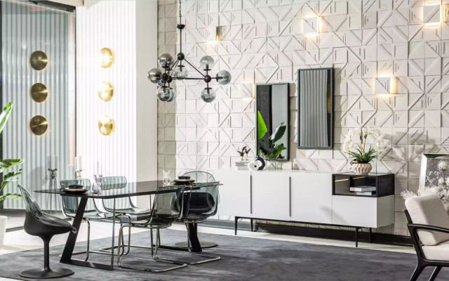 Aparador de estilo italiano, muebles de madera con espejo, conjunto de 2 armarios para sala de estar.