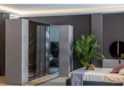 Armario esquinero Armario Armario Lujo Madera Diseño Muebles Dormitorio Gris