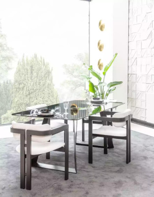 Silla de comedor Silla Sillón Diseño Mesa de comedor Asiento Madera Lujo Blanco