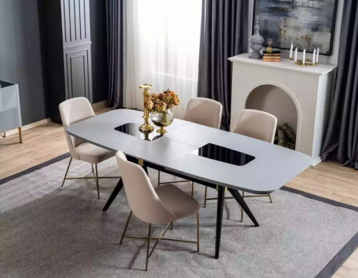 Comedor de madera Conjunto de mesa de comedor Grupo Mesa 4 sillas Juego de comedor Diseño 7 piezas