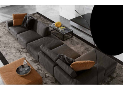 Sofá esquinero de lujo en forma de L Sofás modernos de diseño de tapizado textil para la sala de estar.