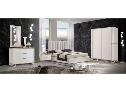 Cama 2x Mesitas de noche Cómoda Conjunto de dormitorio de 6 piezas Diseño Lujo nuevo