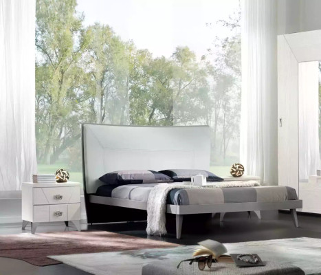 Conjunto de dormitorio cama 2 mesitas de noche cajonera 6 piezas diseño de lujo