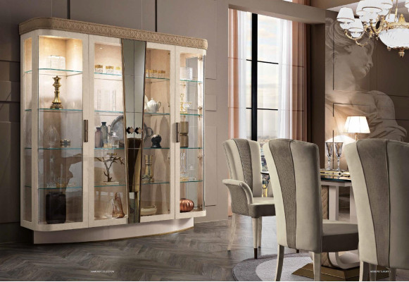 Vitrina de lujo escaparate Vitirinas Gabinete de vidrio Moderno Beige Estante Aparador Nuevo