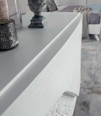 Juego de lujo de 2 piezas, cómoda con espejo, consola de madera, diseño moderno, blanco, nuevo.