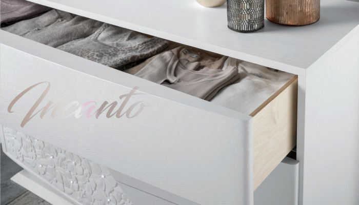 Juego de lujo de 2 piezas, cómoda con espejo, consola de madera, diseño moderno, blanco, nuevo.