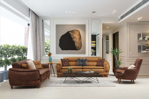 Conjunto de sala de estar Sofá de lujo Conjunto completo de sofás de 3+1 plazas Sillón