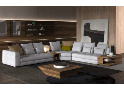Conjunto de sofás de esquina blancos Sofá de tela Sofás de lujo en forma de L Conjunto nuevo