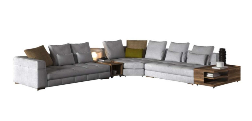 Conjunto de sofás de esquina blancos Sofá de tela Sofás de lujo en forma de L Conjunto nuevo