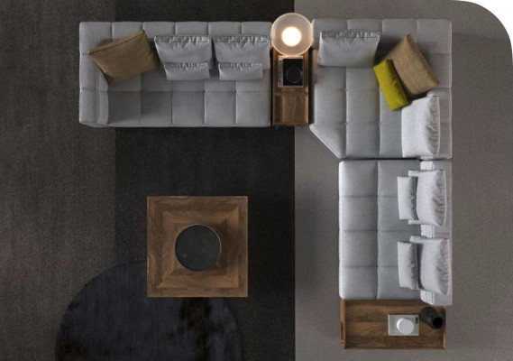 Conjunto de sofás de esquina blancos Sofá de tela Sofás de lujo en forma de L Conjunto nuevo