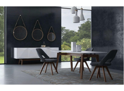 Juego de comedor de lujo Muebles de comedor Mesa Sillas Cómoda Muebles de madera maciza