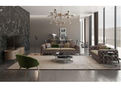 Chesterfield conjunto de sofás de cuatro plazas Sofás de lujo Sofá sillón Muebles Sofá