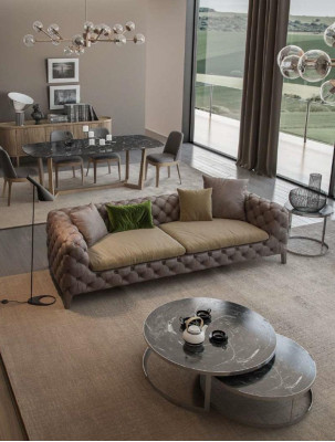 Chesterfield conjunto de sofás de cuatro plazas Sofás de lujo Sofá sillón Muebles Sofá