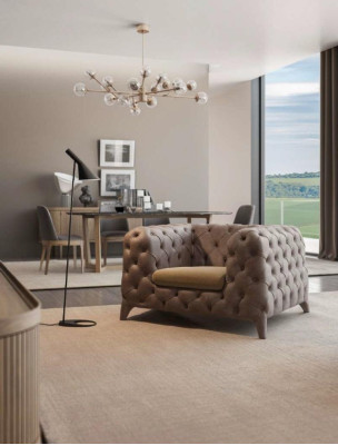 Chesterfield conjunto de sofás de cuatro plazas Sofás de lujo Sofá sillón Muebles Sofá