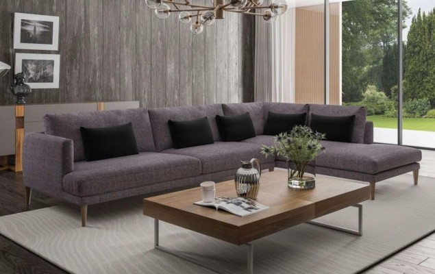 Conjunto de sofás en forma de L, textiles, muebles modernos para el hogar.