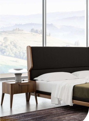 Conjunto de dormitorio marrón Cama Mesitas de noche 2 piezas Estilo moderno Muebles de lujo